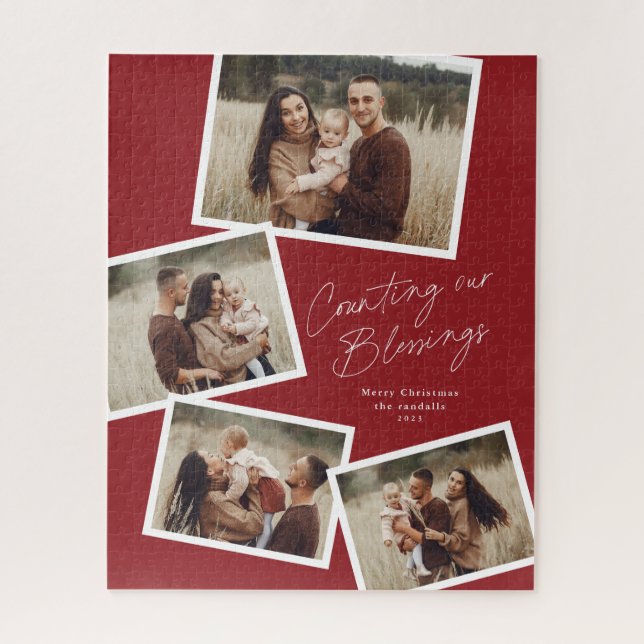 Modern Script Photo Collage Religious Christmas Jigsaw Puzzle (Vertical)