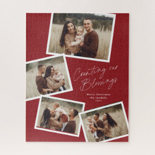Modern Script Photo Collage Religious Christmas Jigsaw Puzzle