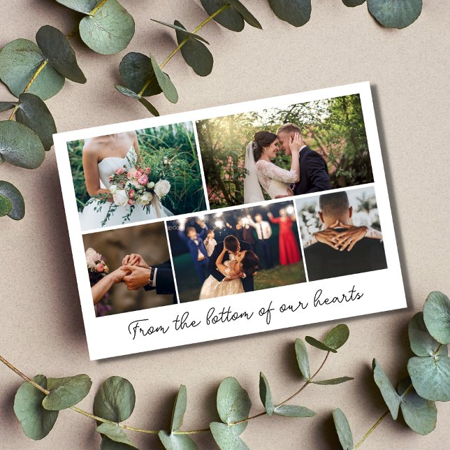 Modern Script Photo Collage Wedding Thank You Card (Creator Uploaded)