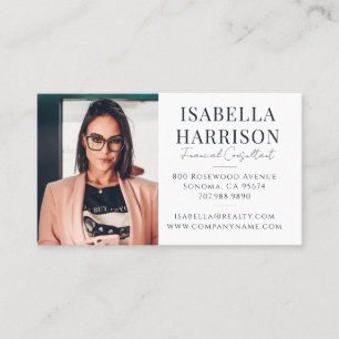 Modern Script Photo Financial Consultant Business Card