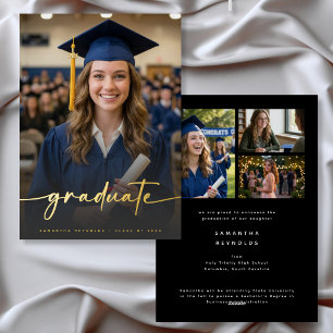 Modern Script Photo Foil Graduation Announcement