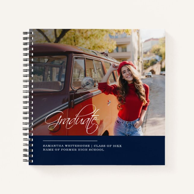 Modern Script Photo Graduation 2026 Guest Notebook (Front)