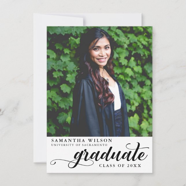 Modern Script Photo Graduation Announcement (Front)