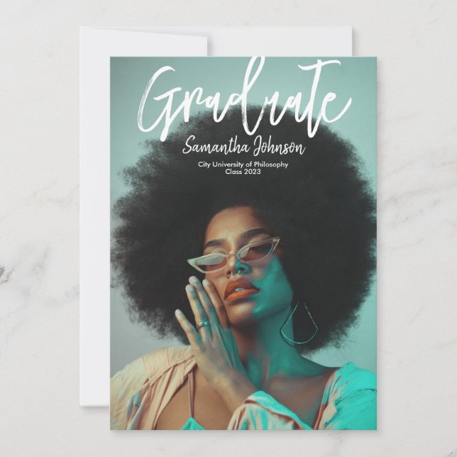 Modern Script Photo Graduation Announcement (Front)