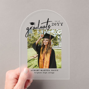 Modern Script Photo Graduation Announcement