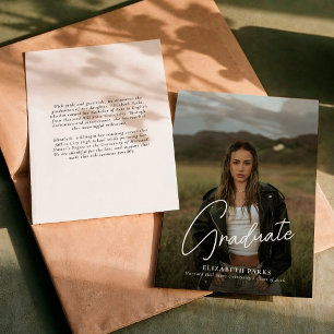 Modern Script Photo Graduation Announcement