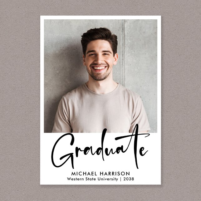Modern Script Photo Graduation Announcement (Modern Script Photo Graduation Announcement)