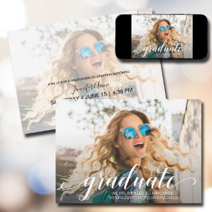 Modern Script Photo Graduation Announcement