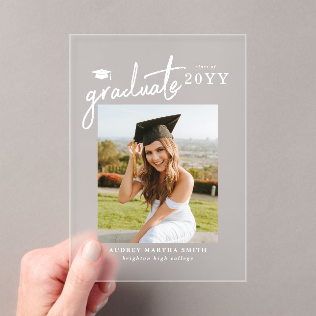 Modern Script Photo Graduation Announcement (Insitu (Handheld))