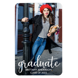 Modern Script Photo Graduation Announcement Magnet