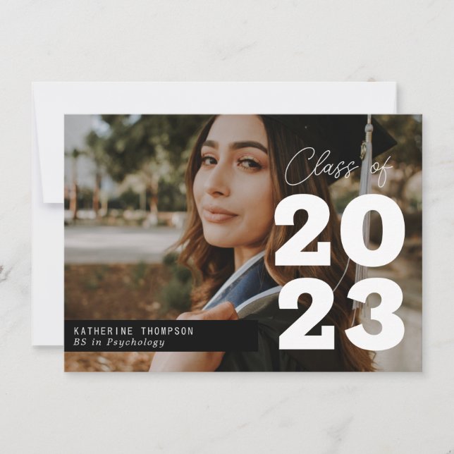 Modern Script Photo Graduation  Card (Front)
