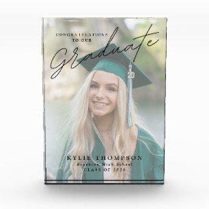 Modern Script Photo Graduation Gift Block