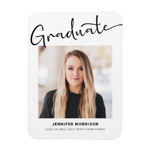 Modern Script Photo Graduation High School Senior  Magnet