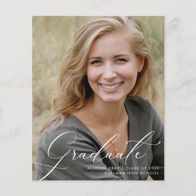 Modern Script Photo Graduation Invitation (Front)