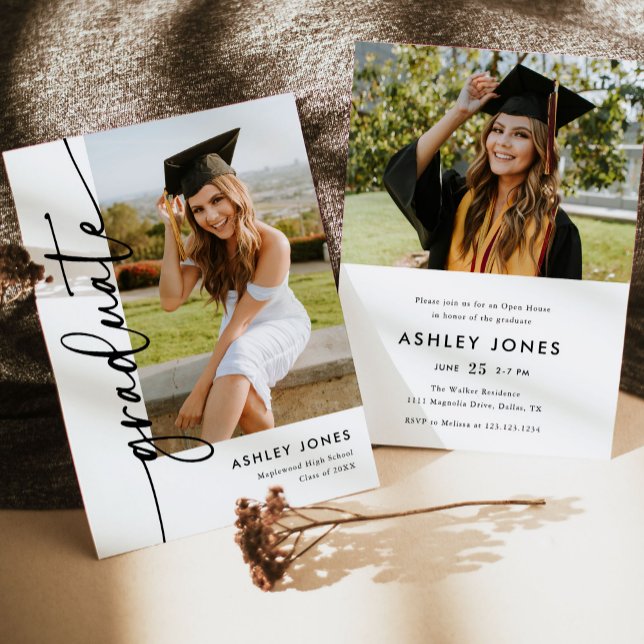 Modern Script Photo Graduation Invitation (Creator Uploaded)
