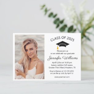modern script photo graduation party class of 2025 invitation