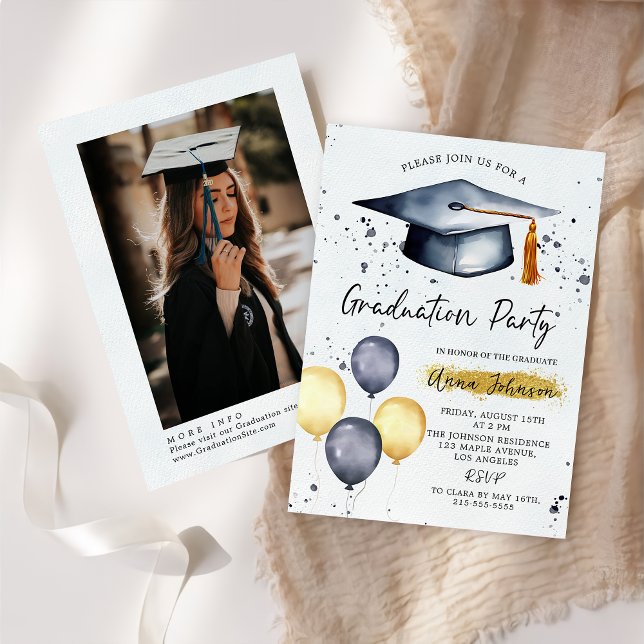 Modern Script Photo Graduation Party Invitation  (Créateur téléchargé)