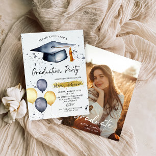 Modern Script Photo Graduation Party Invitation 