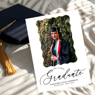 Modern Script Photo Graduation Party Invitation