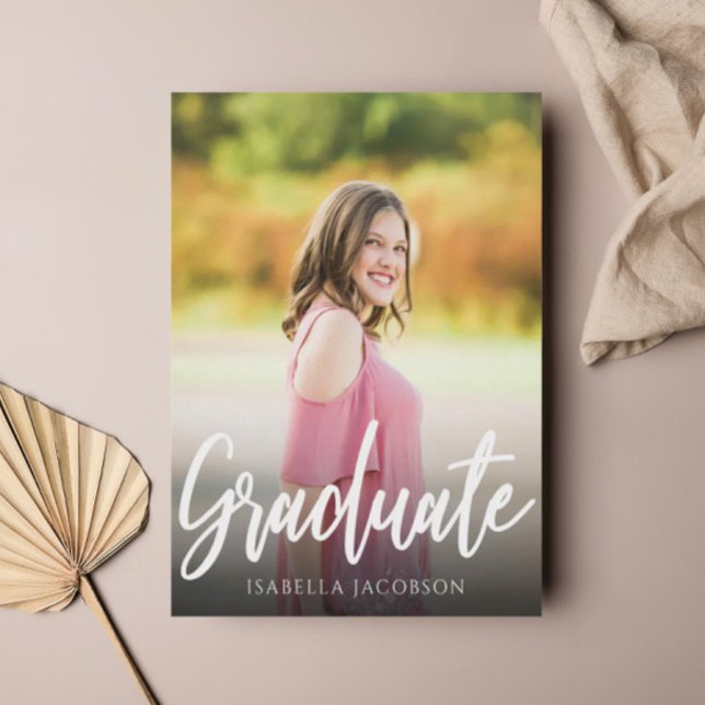 Modern Script Photo Graduation Party Invitation (Creator Uploaded)