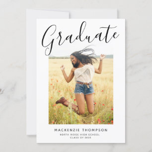 Modern Script Photo Graduation Party Invitation