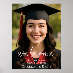 Modern script photo Graduation Party welcome Poster