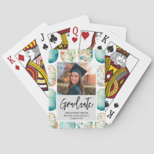Modern Script Photo Graduation Playing Cards
