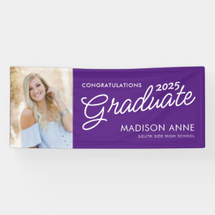 Modern Script Photo Graduation Purple Banner
