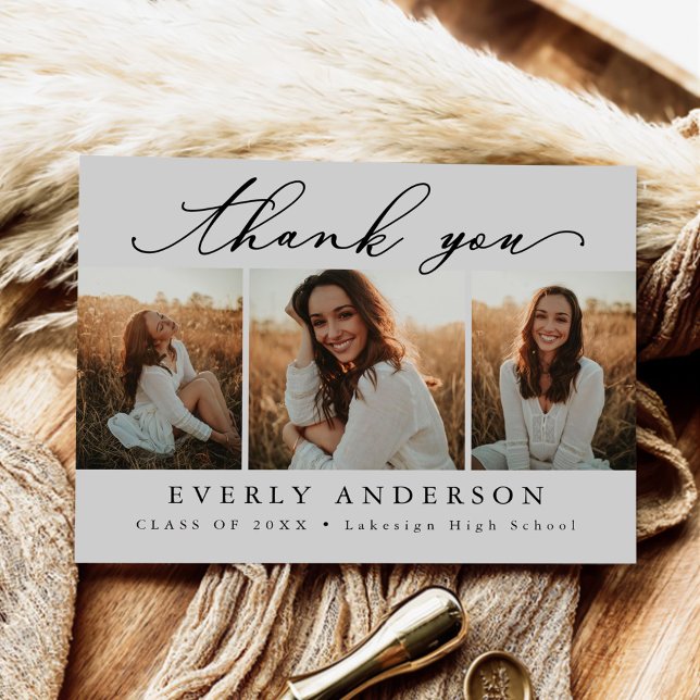 Modern Script Photo Graduation Thank You Postcard (Creator Uploaded)