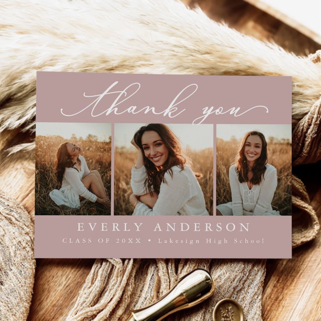 Modern Script Photo Graduation Thank You Postcard (Creator Uploaded)