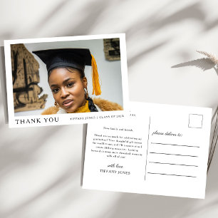 Modern Script Photo Graduation Thank You Postcard
