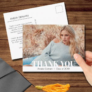 Modern Script Photo Graduation Thank You Postcard