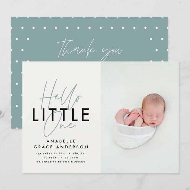 Modern script photo hello little one (Front/Back)