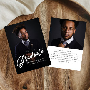 Modern Script Photo High School Graduation Announcement
