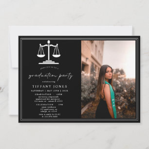Modern Script Photo Law School Graduation Party  Invitation