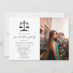 Modern Script Photo Law School Graduation Party  Invitation