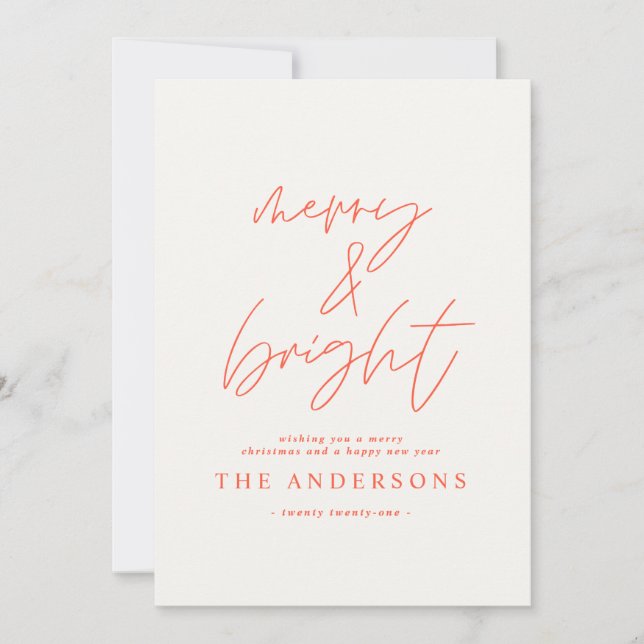 Modern script photo merry & bright christmas (Front)