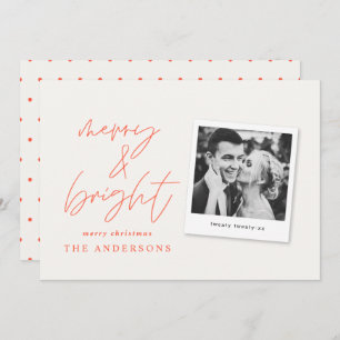 Modern script photo merry & bright christmas