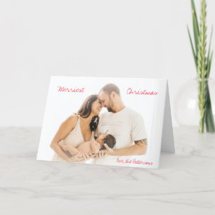 Modern Script Photo Minimalist Christmas Holiday Card