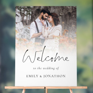 Modern Script Photo Names Welcome To Wedding Acrylic Sign
