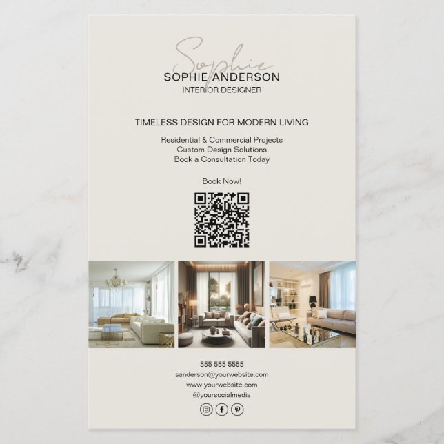 Modern Script Photo QR Professional Business Flyer (Front)