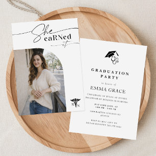 Modern Script Photo RN Graduation Announcement Postcard