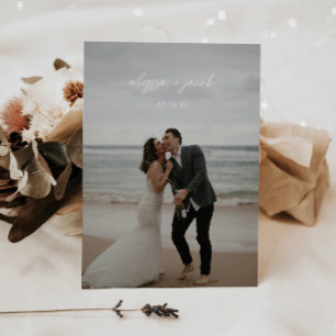 Modern Script Photo Wedding Elopement Reception Invitation