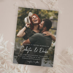 Modern Script Photo Wedding Invitation