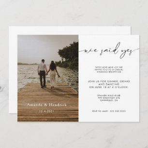 Modern Script Photo Wedding Reception Only  Invitation