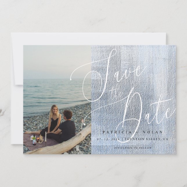 Modern Script Photo Wedding Save The Date (Front)