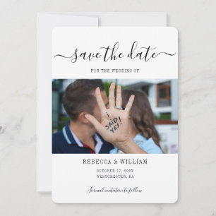 Modern Script Photo Wedding Save The Date