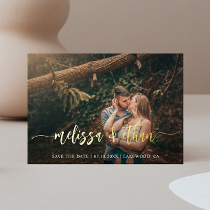 Modern Script Photo Wedding Save The Date