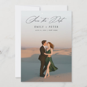 Modern Script Photo Wedding Save The Date Invitation