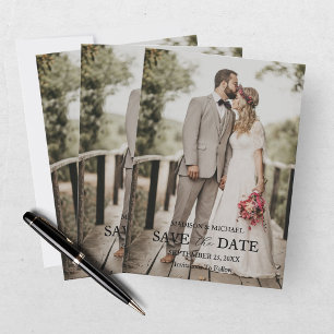 Modern Script Photo Wedding Save The Date Invitation